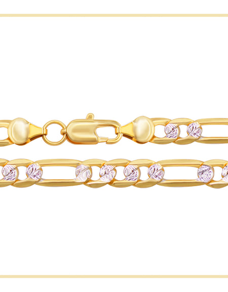 Diamond-Cut 14K Gold Filled Figaro Chain Necklace 24" Bracelet 8.5" Set 6 mm