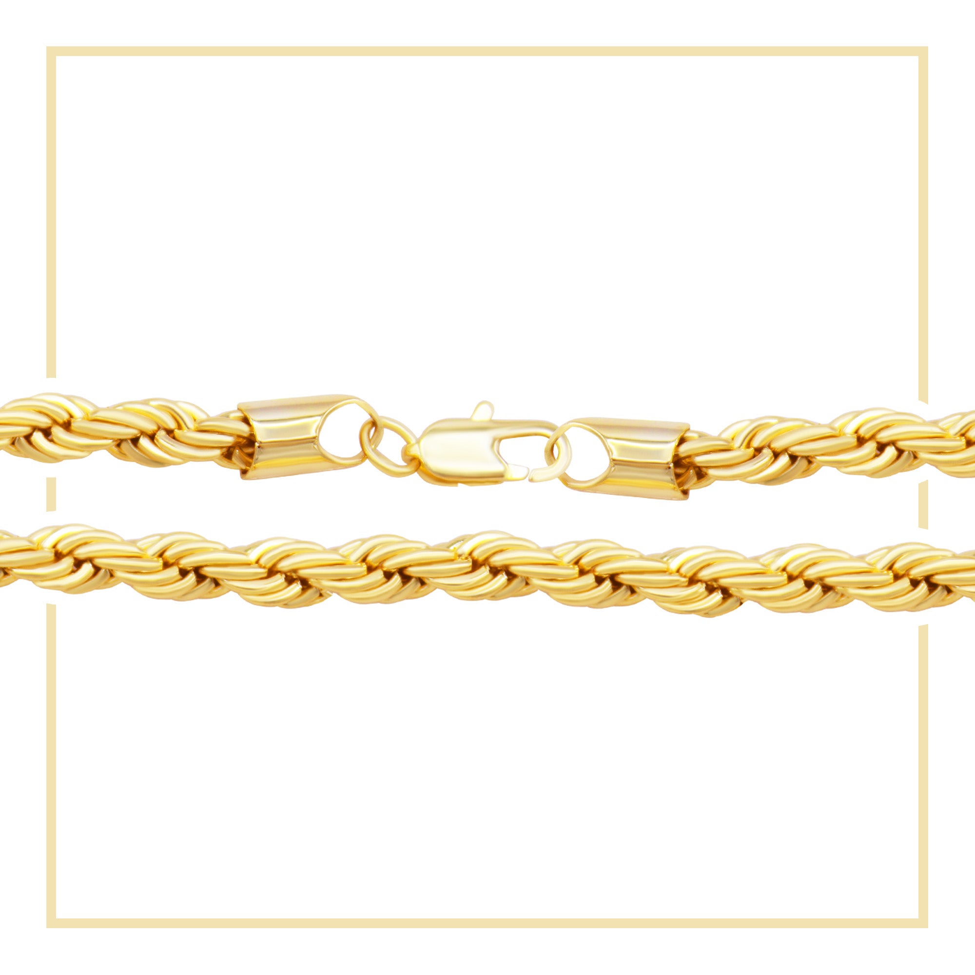Rope Chain 14K Gold Filled Bracelet 8.5" Set Lobster Claw Clasp Men Jewelry 5 mm 6 mm