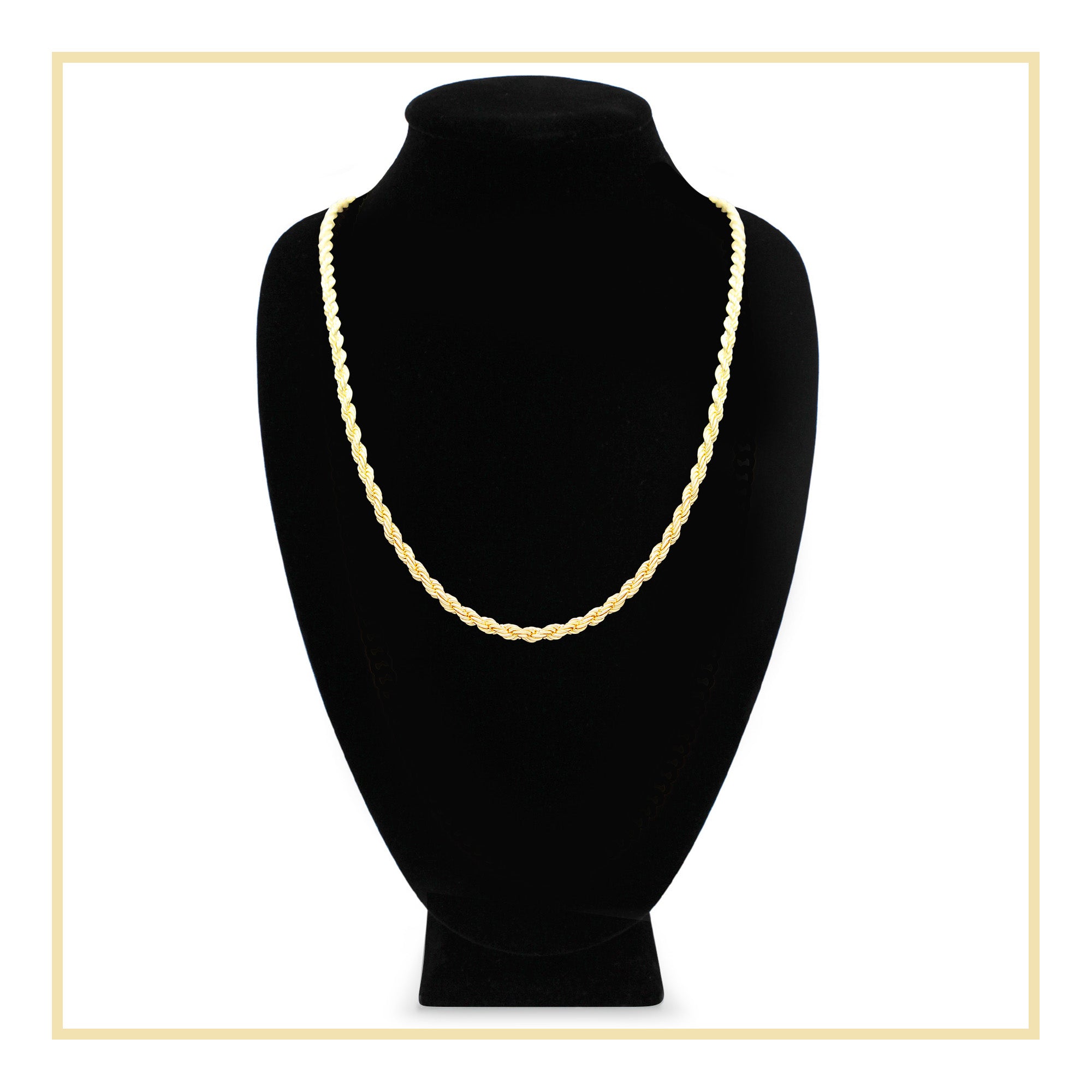14K Gold Filled Rope Chain Necklace 24" for Men 5-6 mm