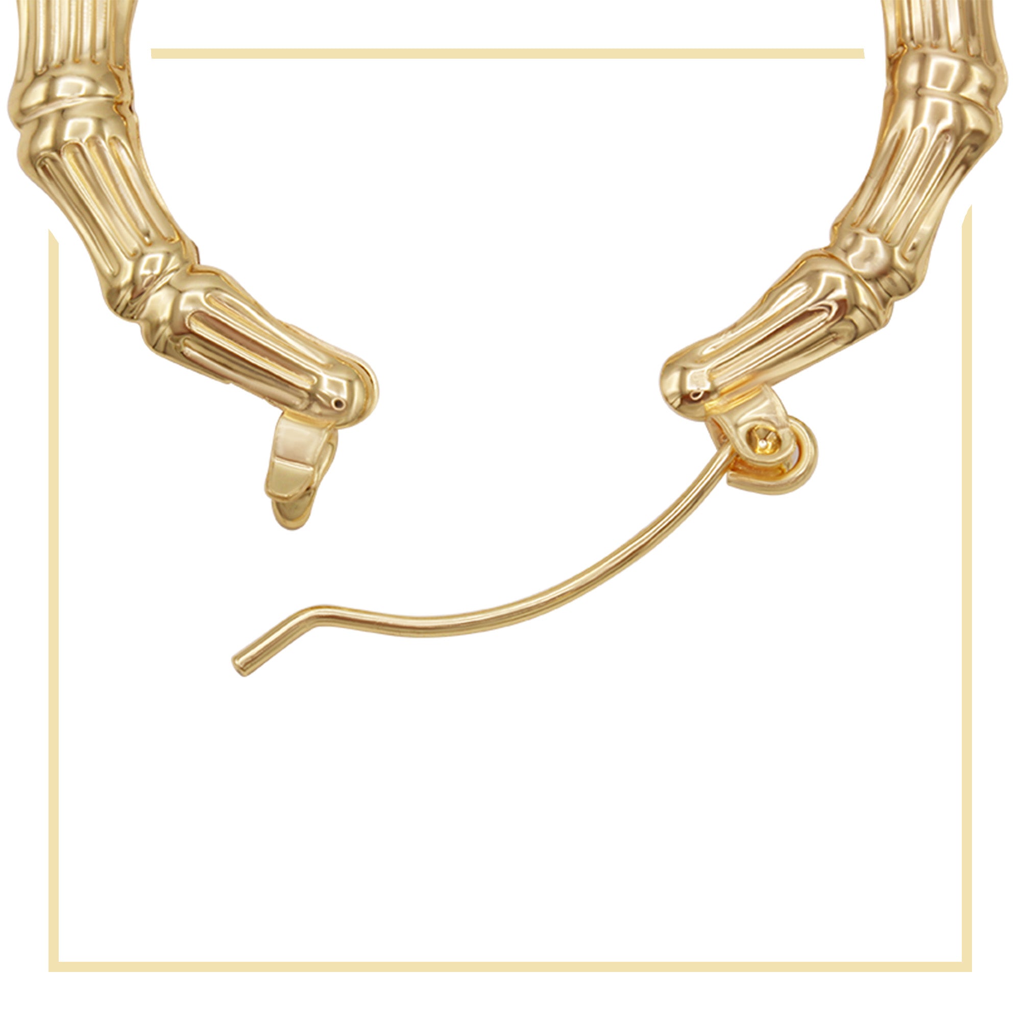 Bamboo Hoop Earrings 14K Gold Plated Women Jewelry 40 mm