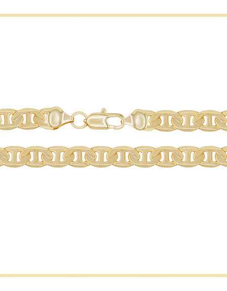 Mariner Chain 14K Gold Filled Bracelet 8.5" Lobster Claw Clasp Men Jewelry 6.8 mm