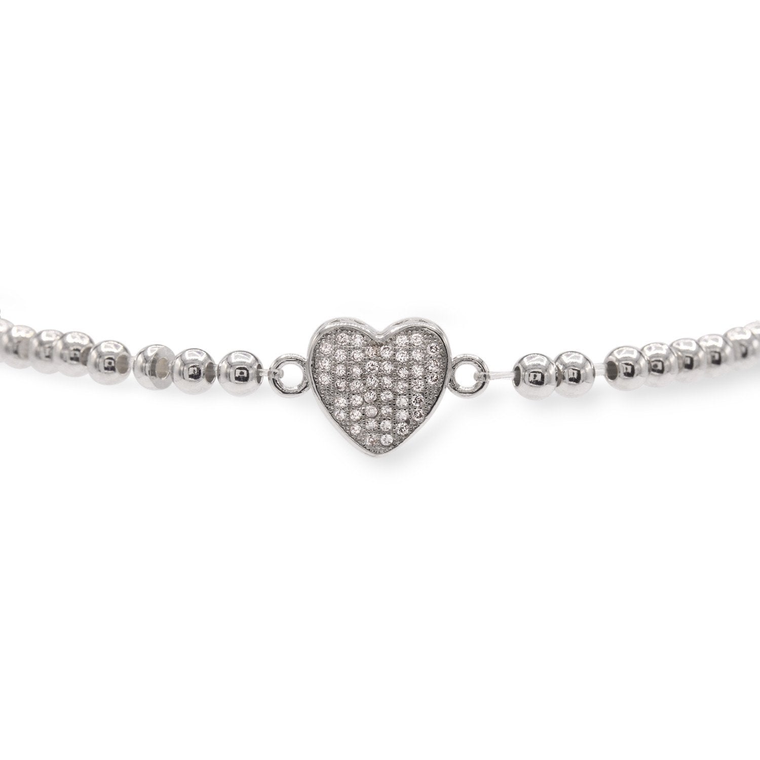 Brass Cubic Zirconia Heart Charm Bracelet Women