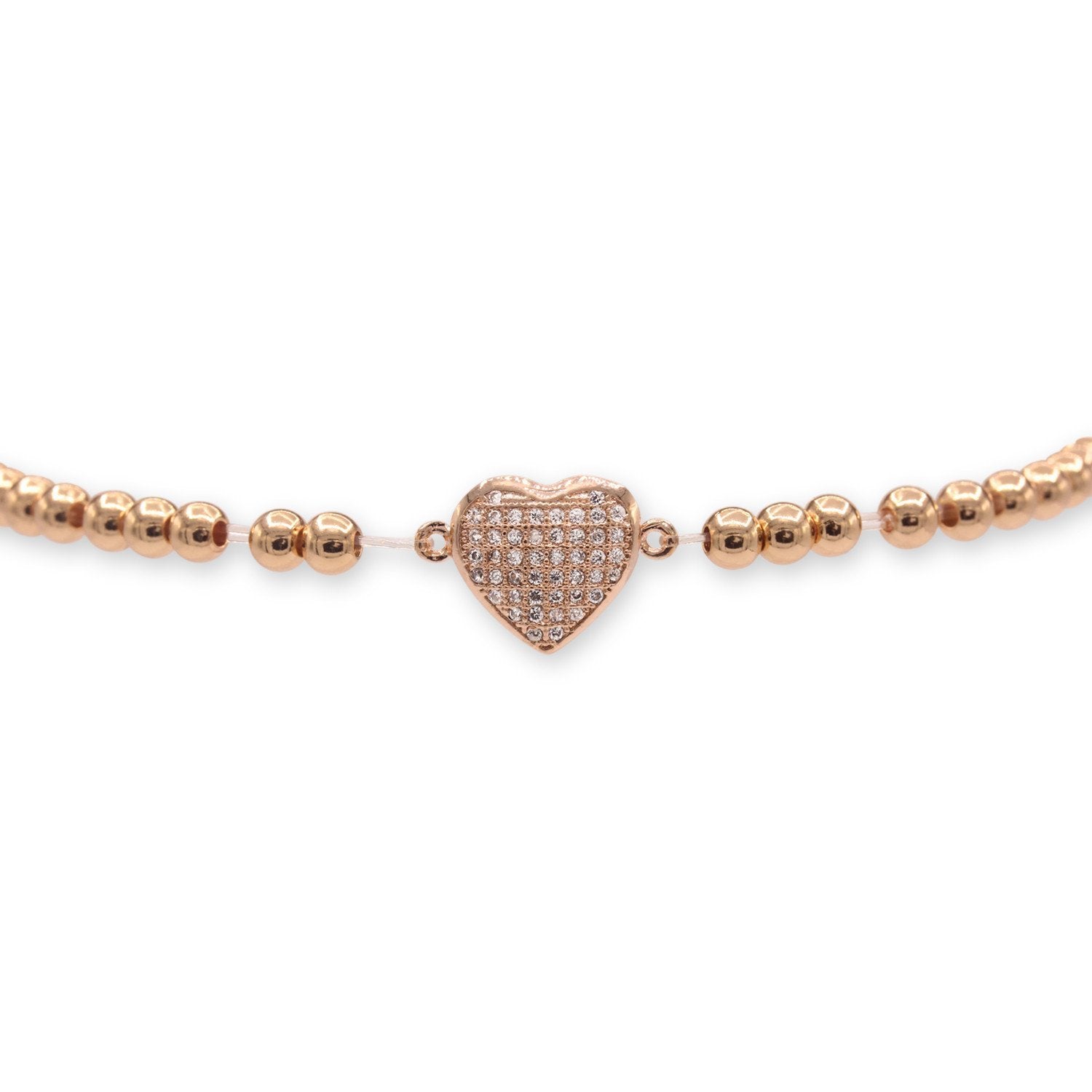 Brass Cubic Zirconia Heart Charm Bracelet Women