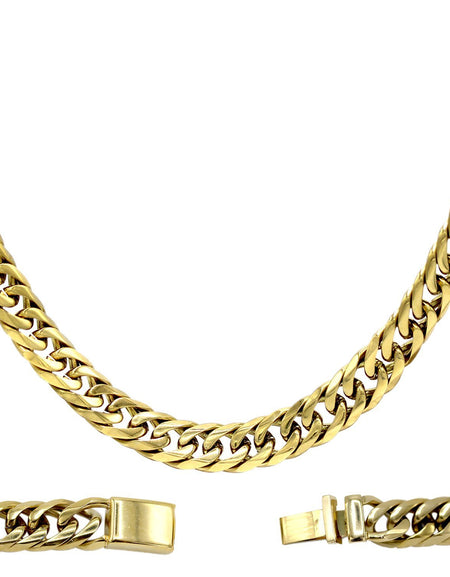 Miami Cuban Link 18k Gold Plated Necklace Double Link Chain