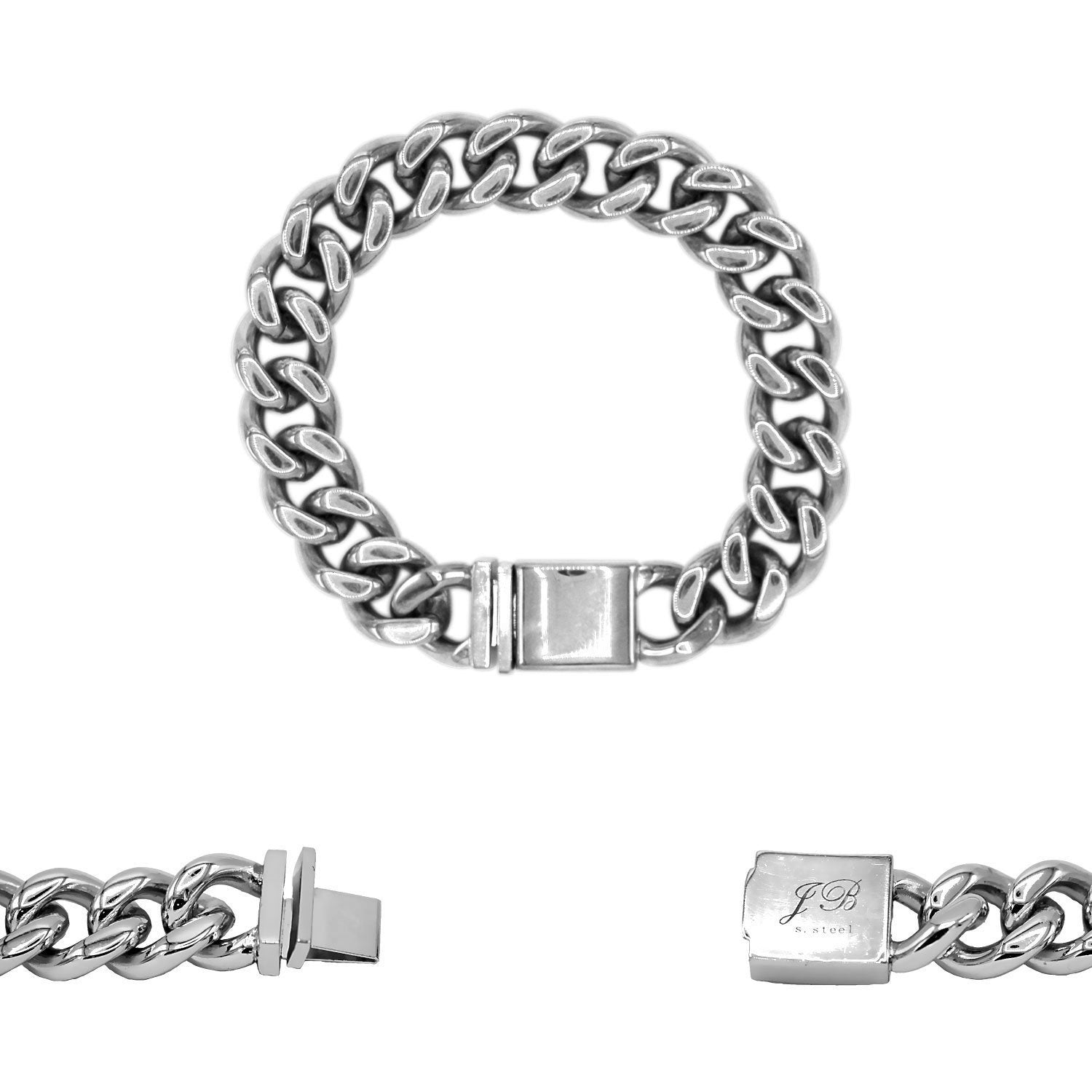 Miami Cuban Link Chain Bracelet Stainless Steel Men Jewelry
