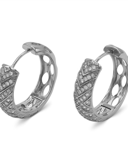 Cubic Zirconia Huggie Hoop Earrings Stainless Steel Hypoallergenic Women Cuffs