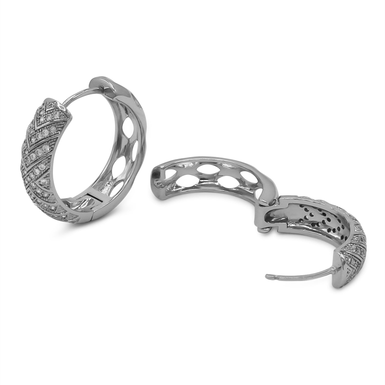 Cubic Zirconia Huggie Hoop Earrings Stainless Steel Hypoallergenic Women Cuffs