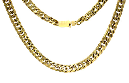 18K Gold Plated Necklace - 5A Zircon Diamond - Cuban Link Chain for Men 8inches / Gold by Pearde Design