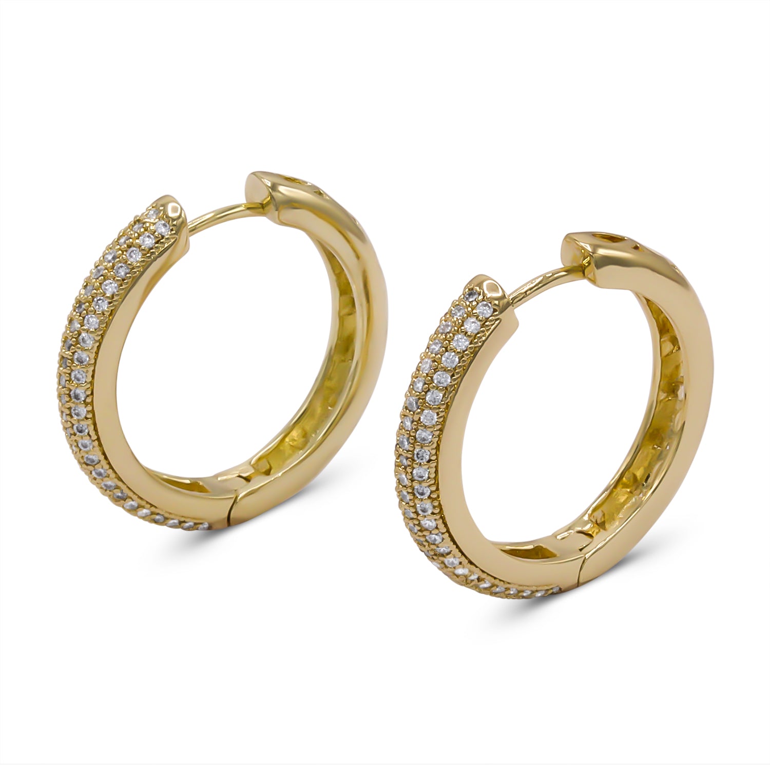 14K Gold-Plated Cubic Zirconia Huggie Hoop Earrings