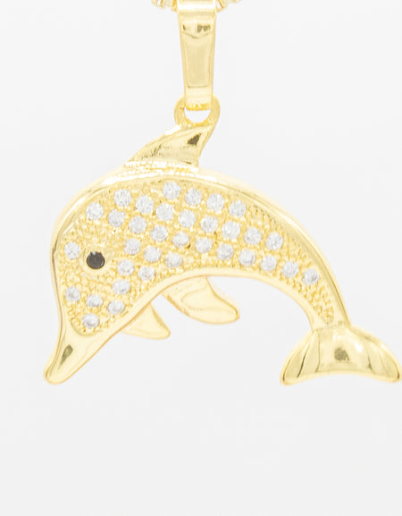 Dolphin Cubic Zirconia Pendant 14K Gold Filled Women Fashion Jewelry