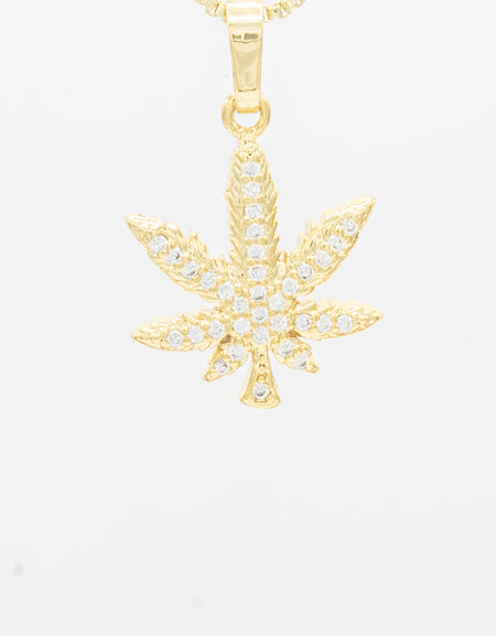 Cannabis Leaf Cubic Zirconia Pendant 14K Gold Filled Women Fashion Jewelry