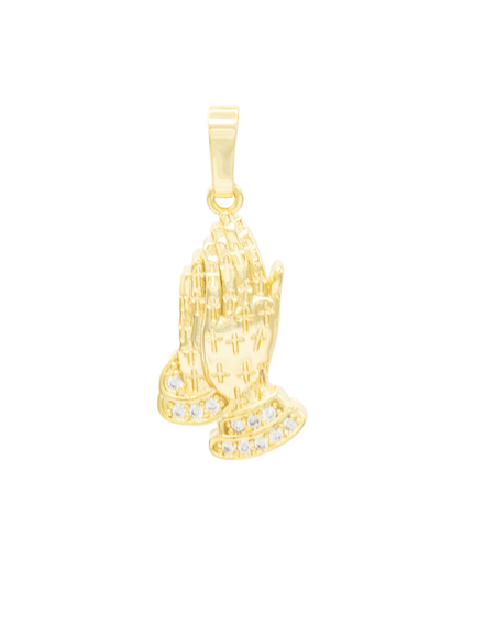 Folded Praying Hands Cubic Zirconia Pendant 14K Gold Filled Women Fashion Jewelry