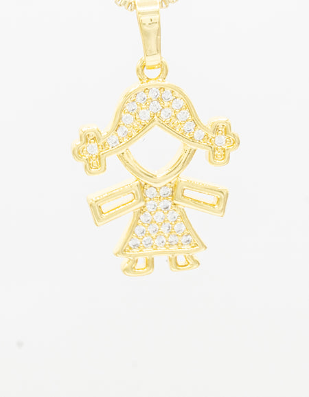 Girl Cubic Zirconia Pendant 14K Gold Filled Women Fashion Jewelry