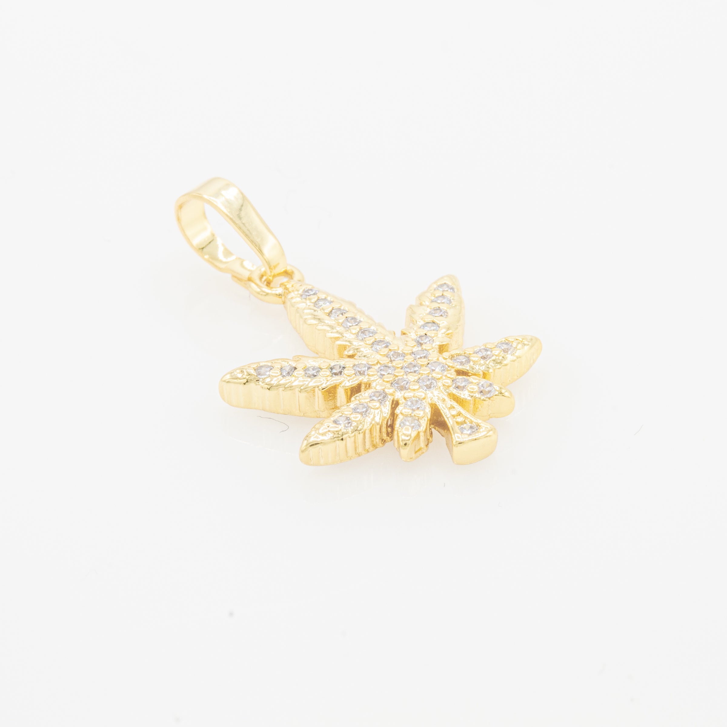 Cannabis Leaf Cubic Zirconia Pendant 14K Gold Filled Women Fashion Jewelry