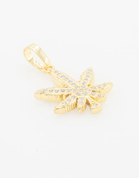 Cannabis Leaf Cubic Zirconia Pendant 14K Gold Filled Women Fashion Jewelry