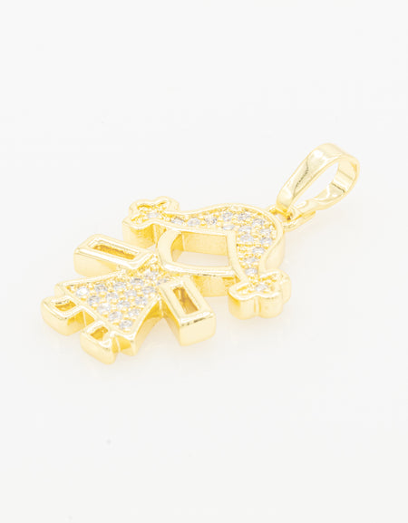 Girl Cubic Zirconia Pendant 14K Gold Filled Women Fashion Jewelry