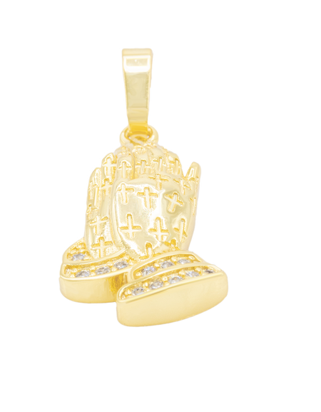 Folded Praying Hands Cubic Zirconia Pendant 14K Gold Filled Women Fashion Jewelry