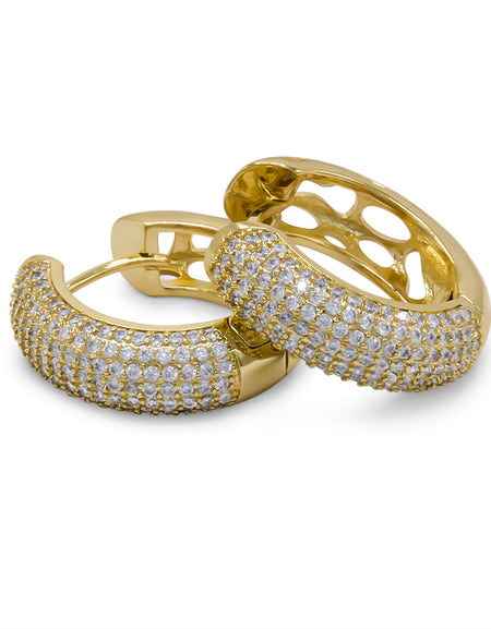 14K Gold-Plated Cubic Zirconia Huggie Hoop Earrings