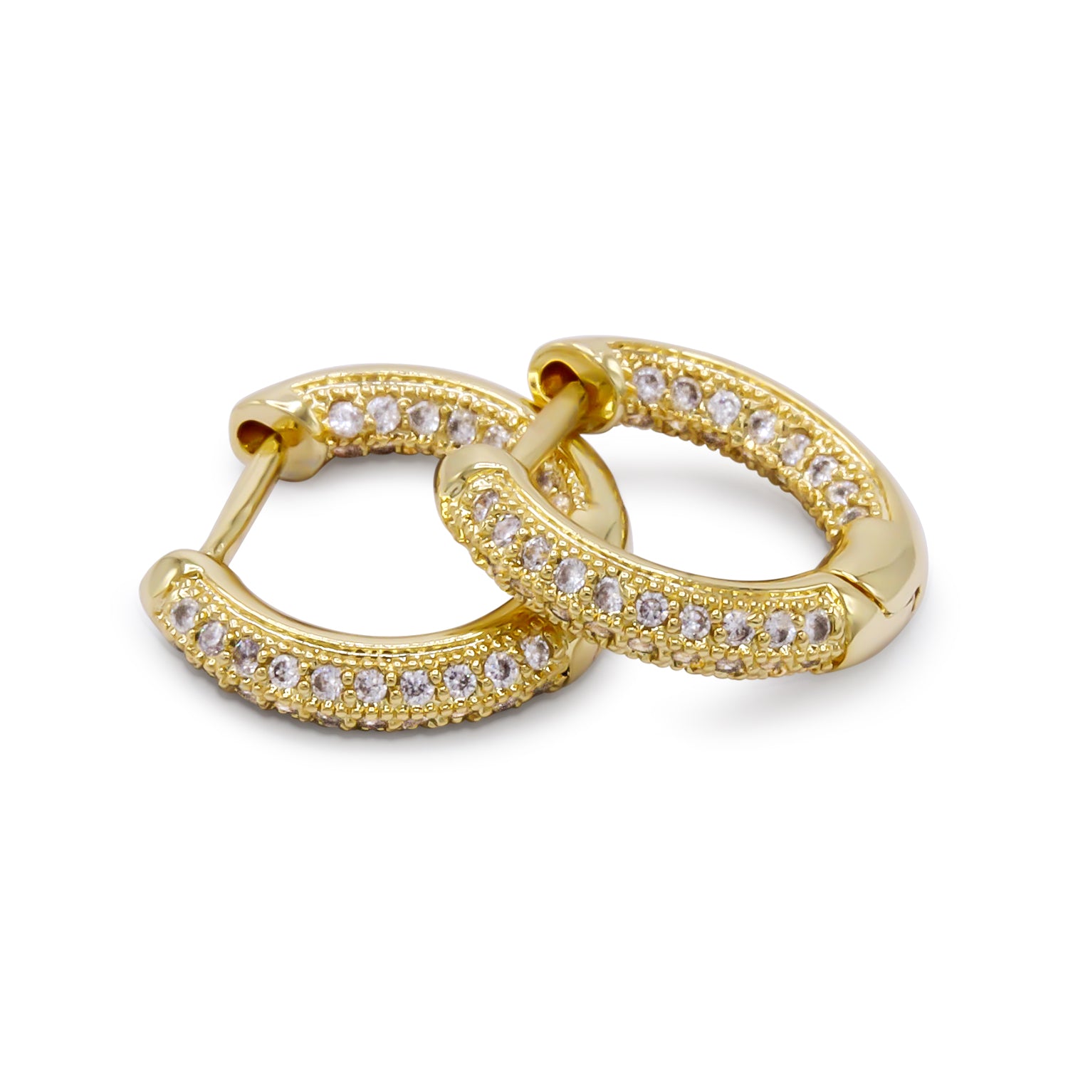 14K Gold-Plated Cubic Zirconia Huggie Hoop Earrings