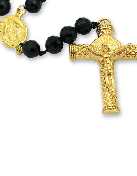 Fancy Rosary Necklace Five Decade Catholic Prayer Acrylic Beads Crucifix Pendant