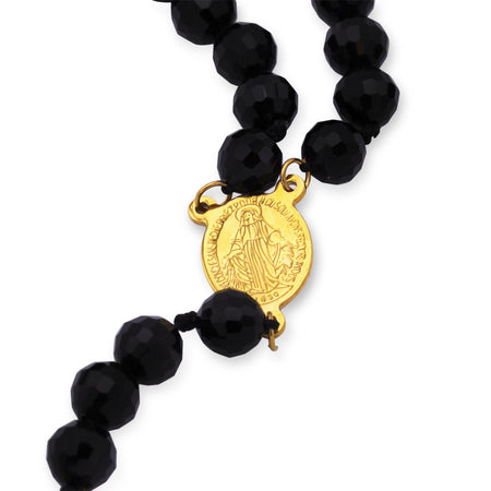 Fancy Rosary Necklace Five Decade Catholic Prayer Acrylic Beads Crucifix Pendant