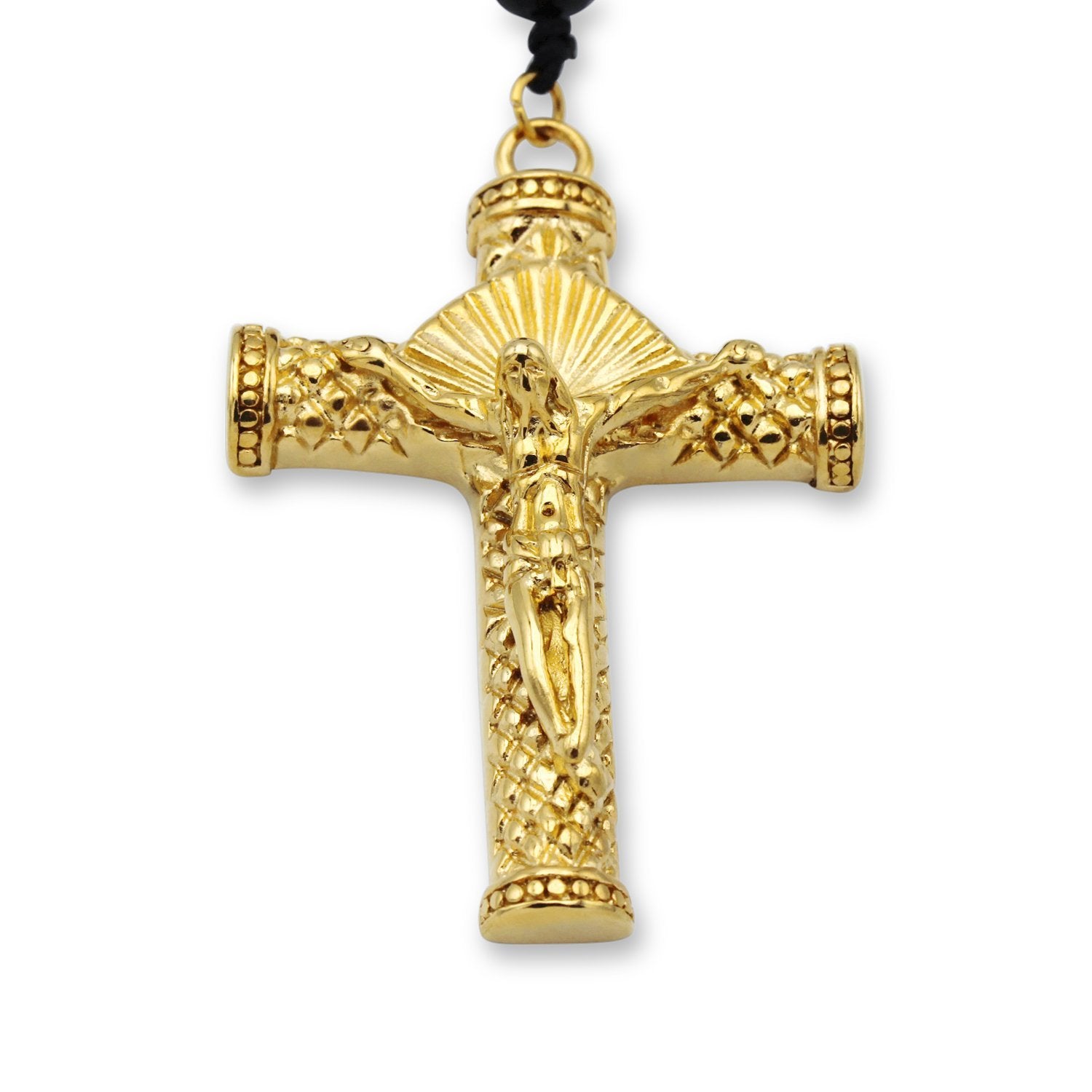 Fancy Rosary Necklace Five Decade Catholic Prayer Acrylic Beads Crucifix Pendant