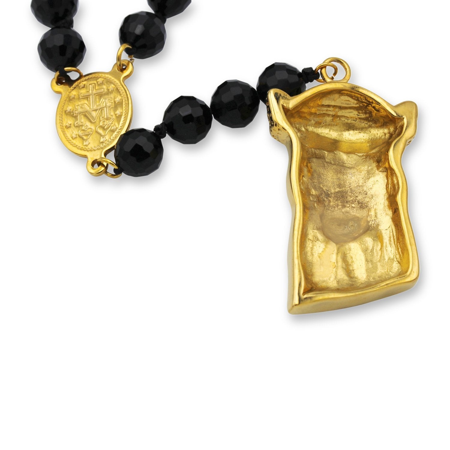 Fancy Rosary Necklace Five Decade Catholic Prayer Acrylic Beads Jesus Pendant
