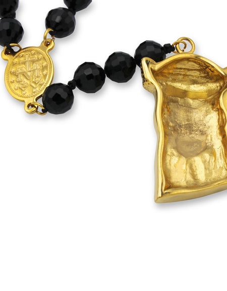 Fancy Rosary Necklace Five Decade Catholic Prayer Acrylic Beads Jesus Pendant