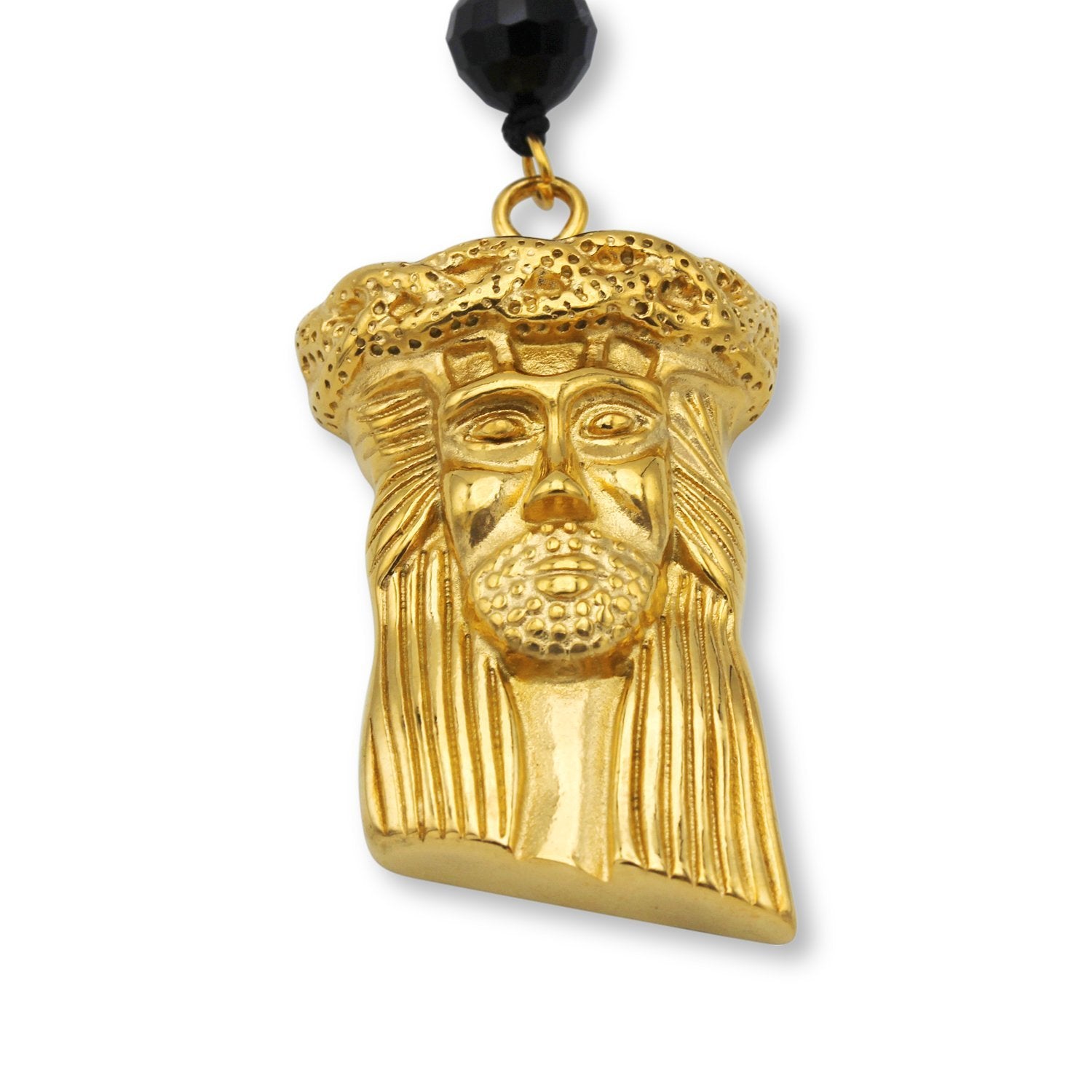 Fancy Rosary Necklace Five Decade Catholic Prayer Acrylic Beads Jesus Pendant