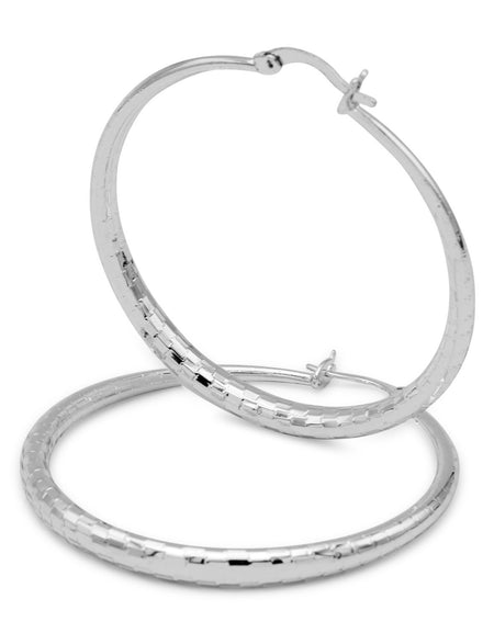 14K White Gold-Filled Hoop Earrings 50mm