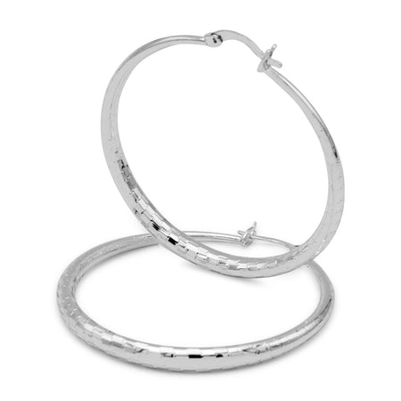 14K White Gold-Filled Hoop Earrings 50mm