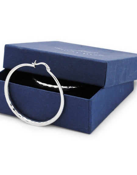 14K White Gold-Filled Hoop Earrings 50mm