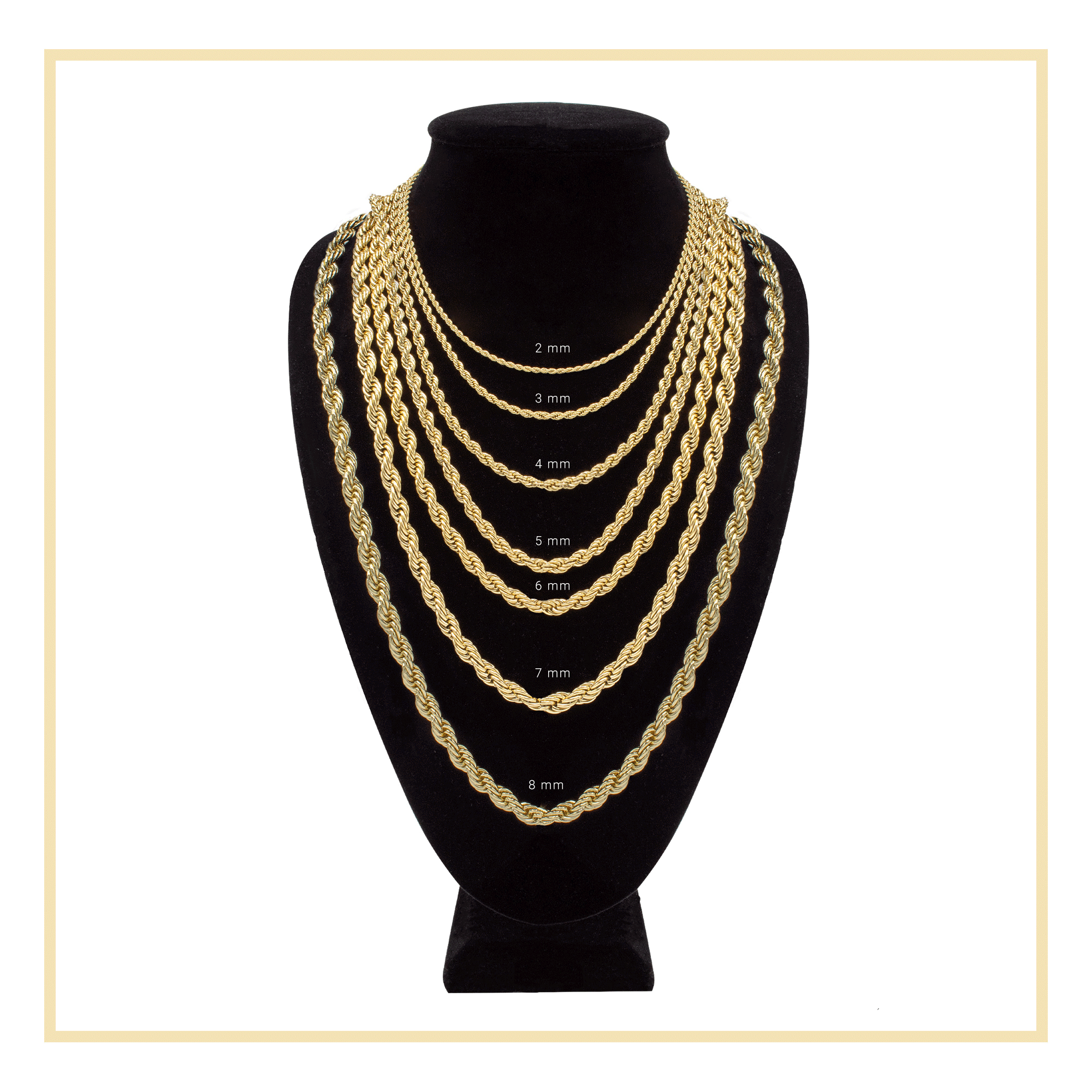 14K Gold Plated Rope Chain Twisted Link Necklace for Men 18 20 24 3 – JB  Jewelry BLVD