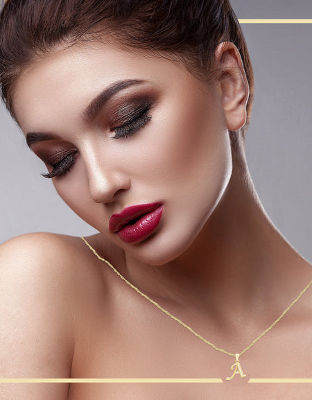 Alphabet A-Z Initial Letter CZ Pendant 14K Gold Filled Rope Chain Set 18" 20" 24" Women