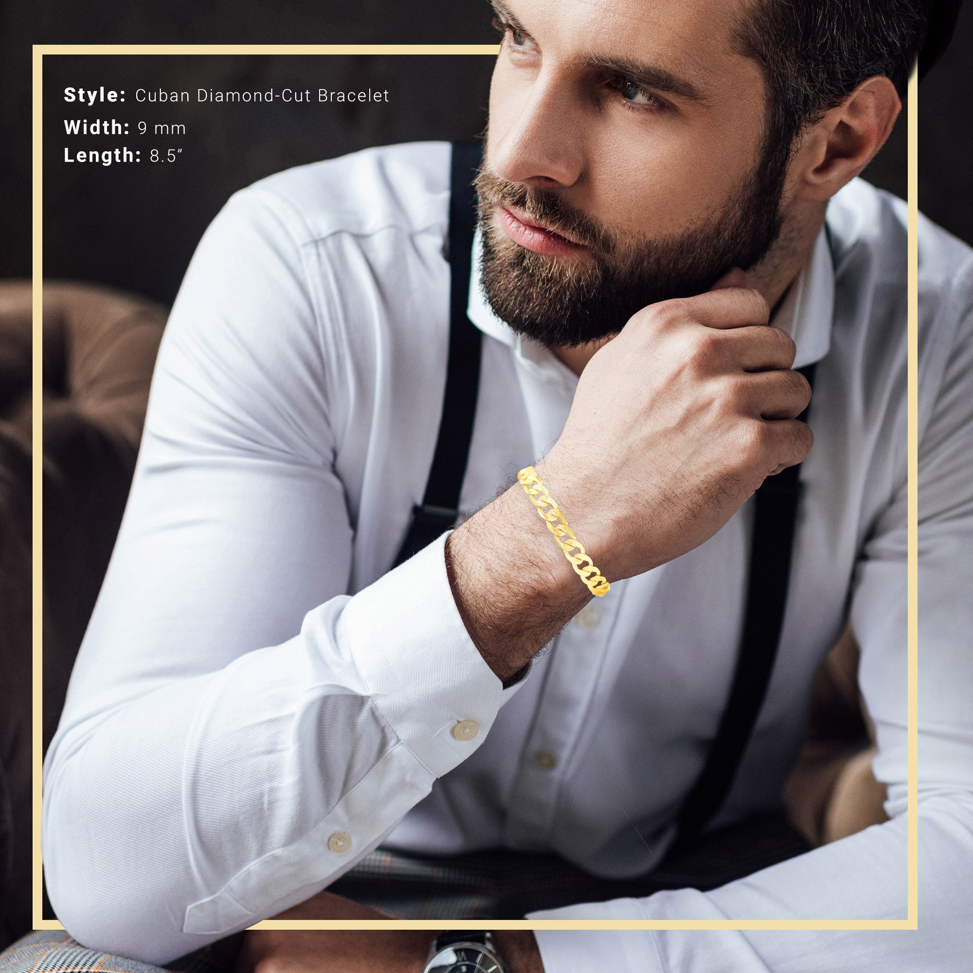 Diamond Cut Cuban Link Chain 14K Gold Filled Bracelet Lobster