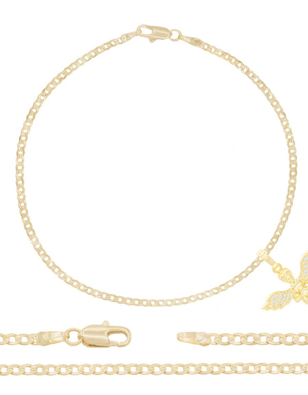 Angel Pendant Curb Anklet Set