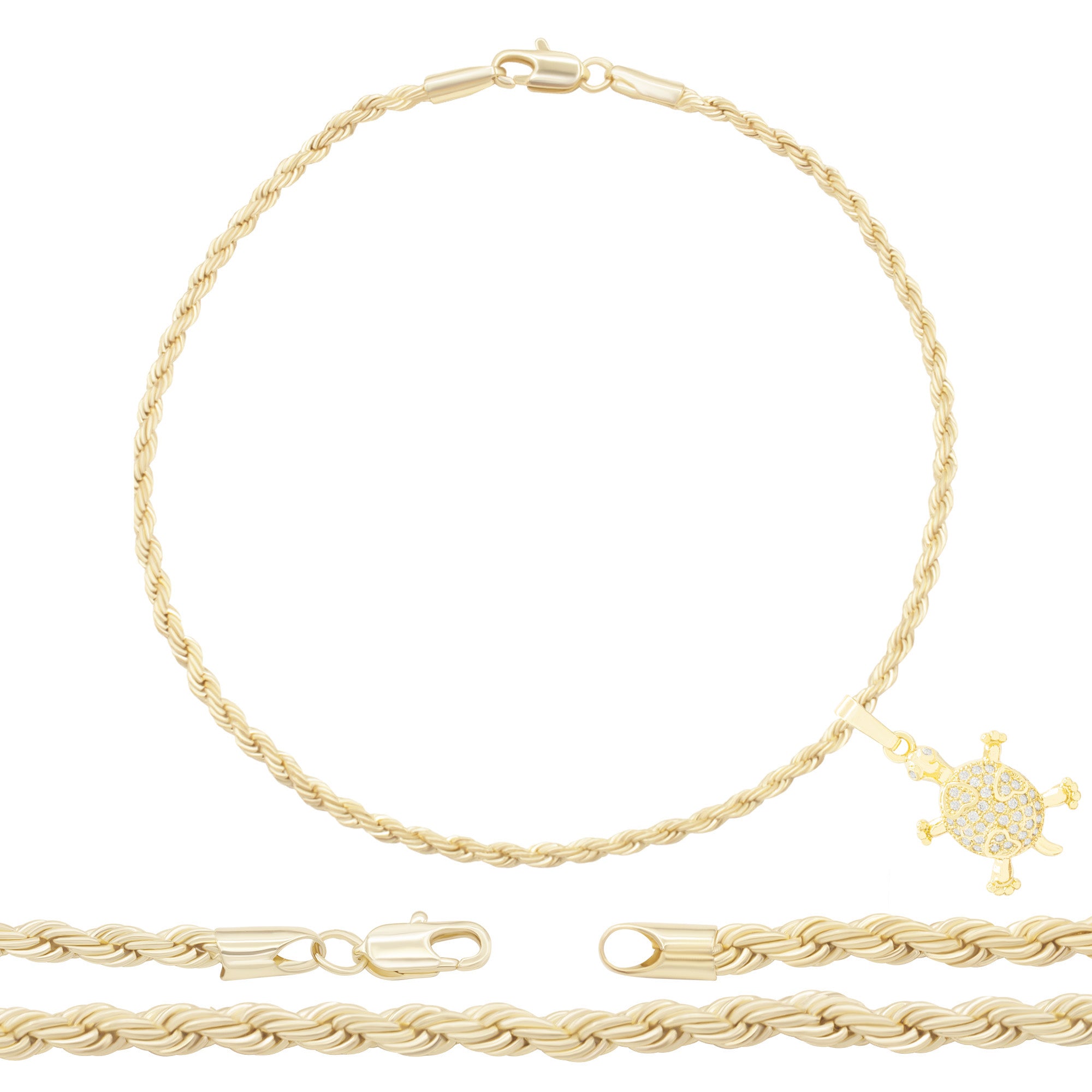 Rope Anklet Turtle Pendant Jewelry Set