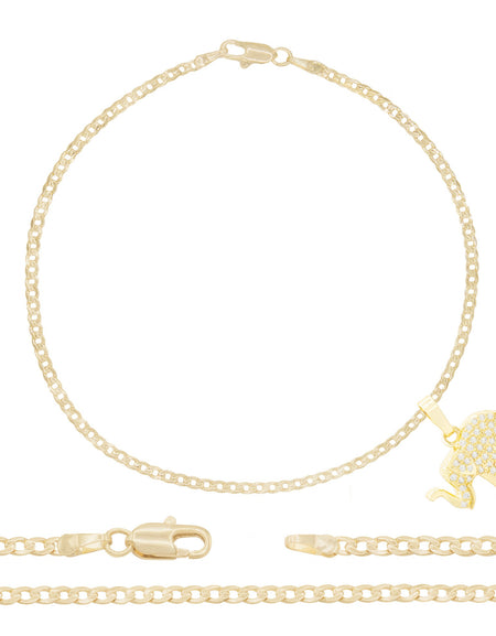 Elephant Pendant Curb Anklet Set