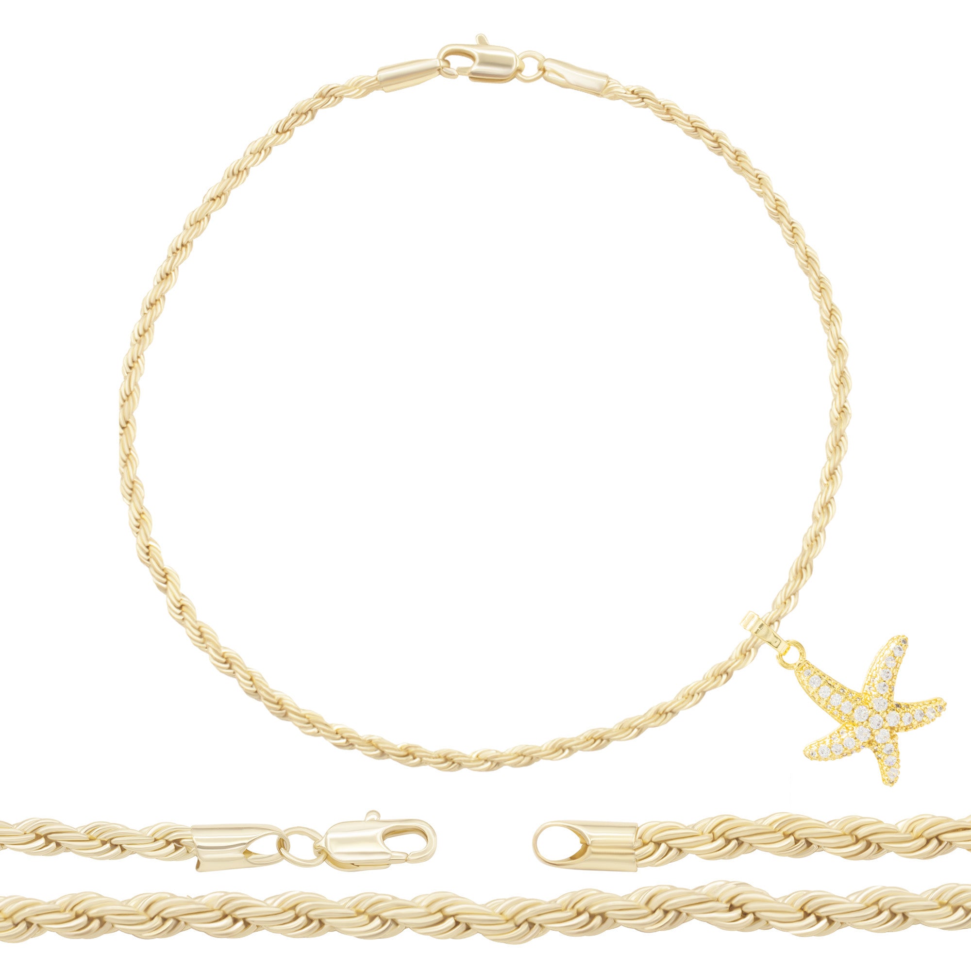 Rope Anklet Starfish Pendant Jewelry Set