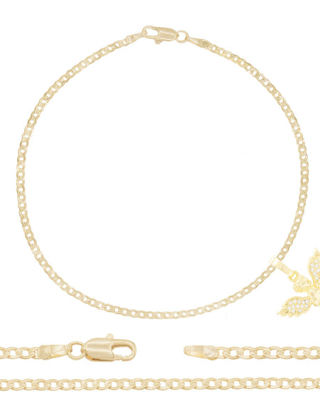 Angel Pendant Curb Anklet Set