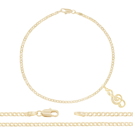 Music Note Pendant Curb Anklet Set