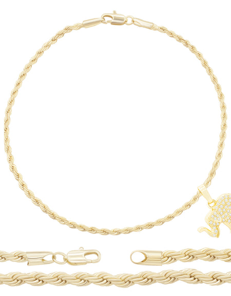 Rope Anklet Elephant Pendant Jewelry Set
