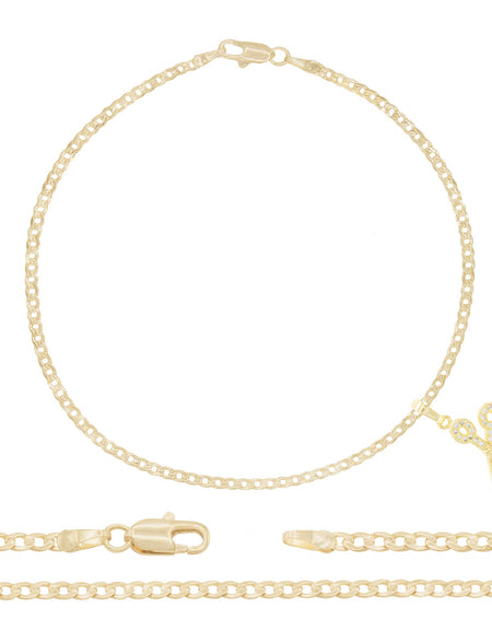 Scissors Pendant Curb Anklet Set