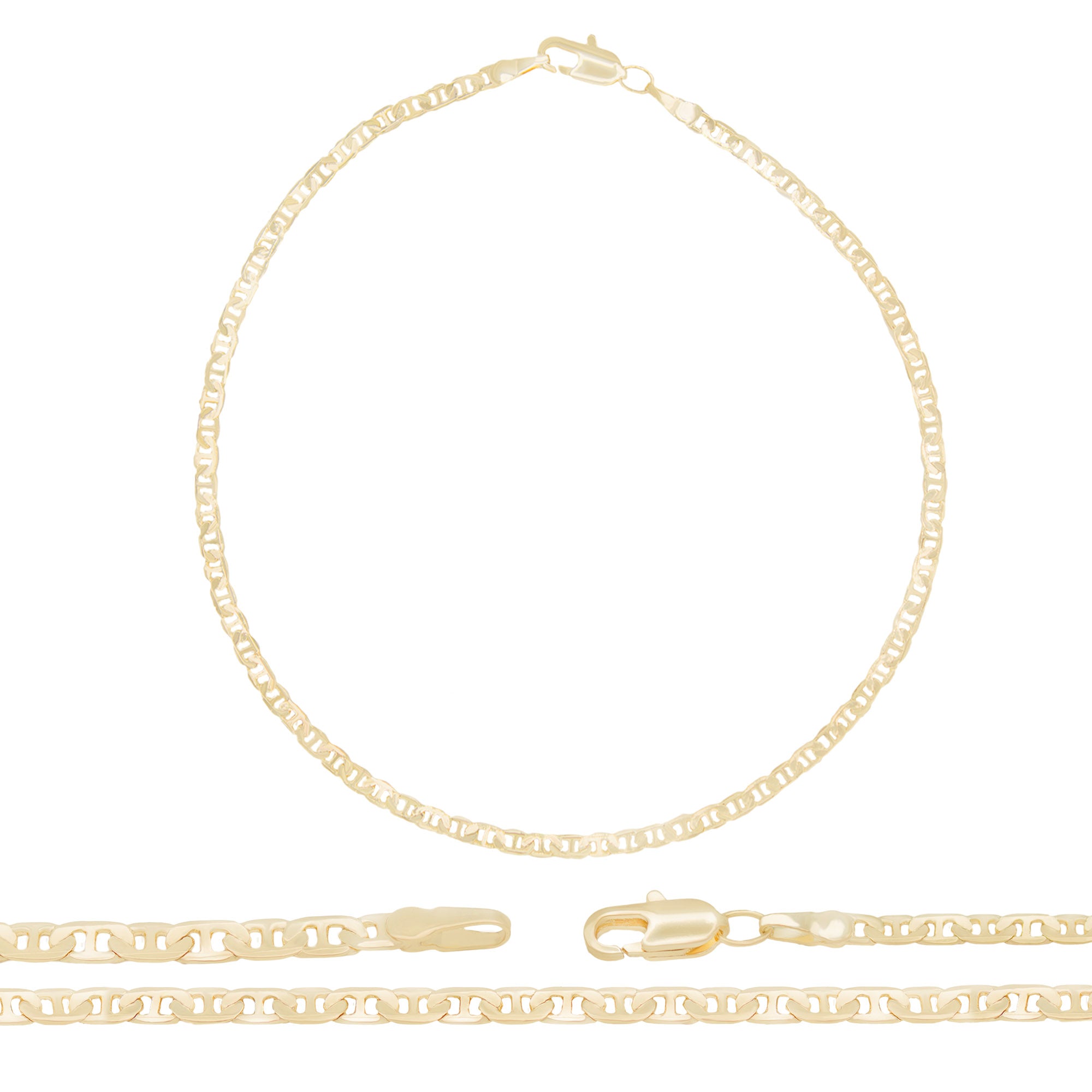 14K Gold Filled Anklet Diamond Cut Mariner Chain Anklet 10" Women Jewelry