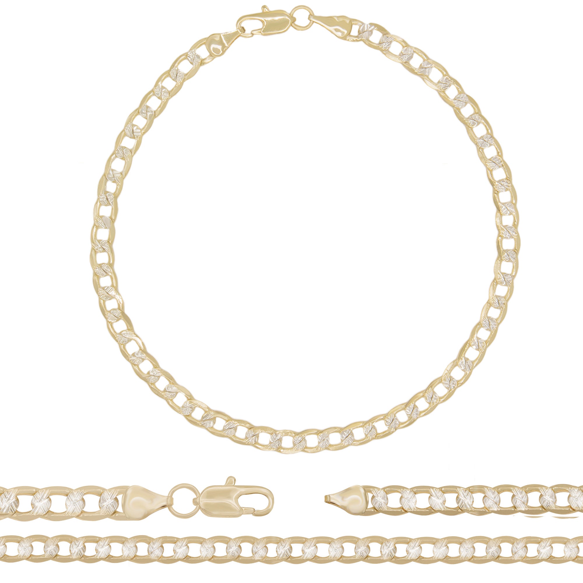 14K Gold Filled Cuban Link Anklet Diamond Cut Curb Chain 10'' Anklet Women Jewelry