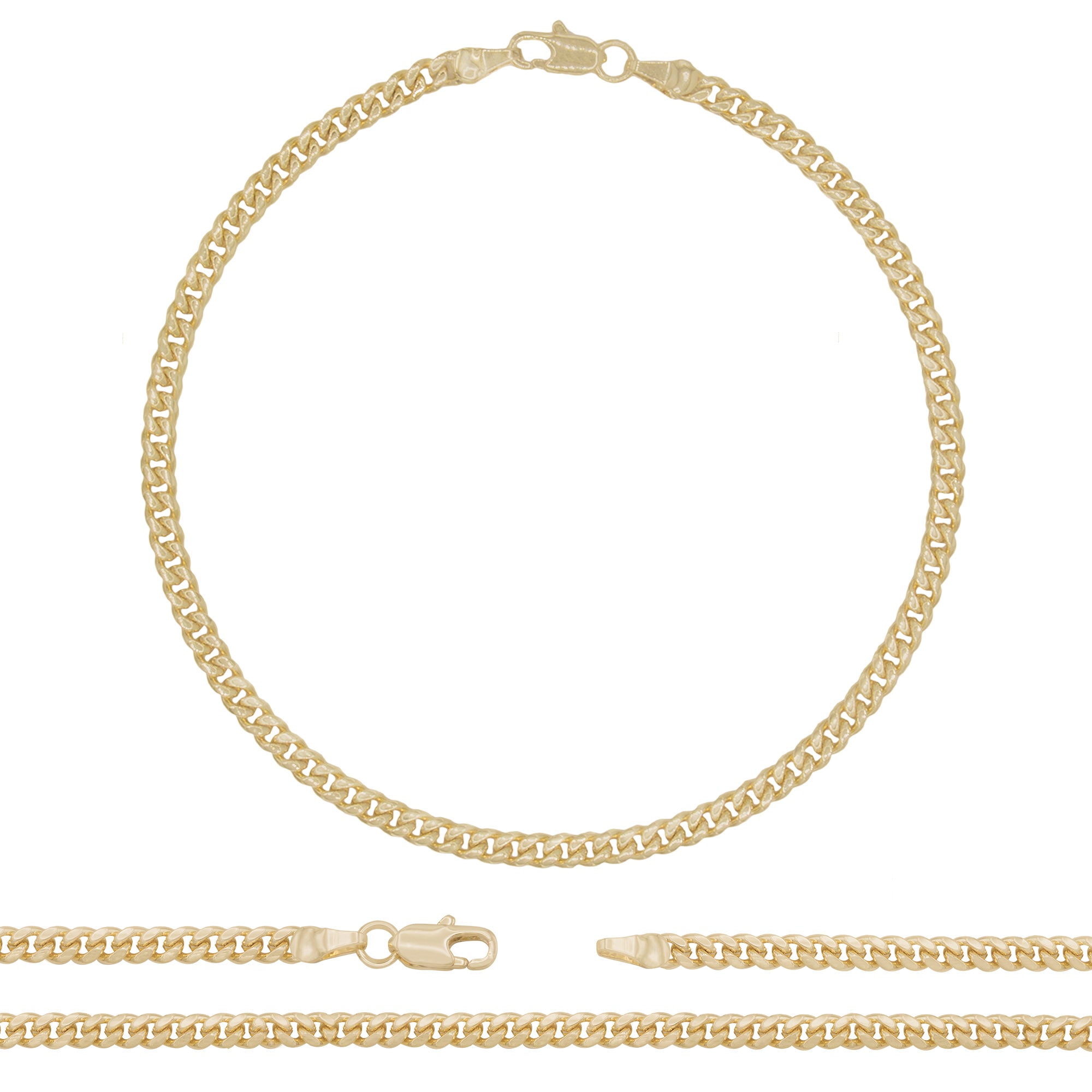 14K Gold Filled Cuban Link 14K Gold Filled Anklet Round Curb Chain 10'' Women Jewelry