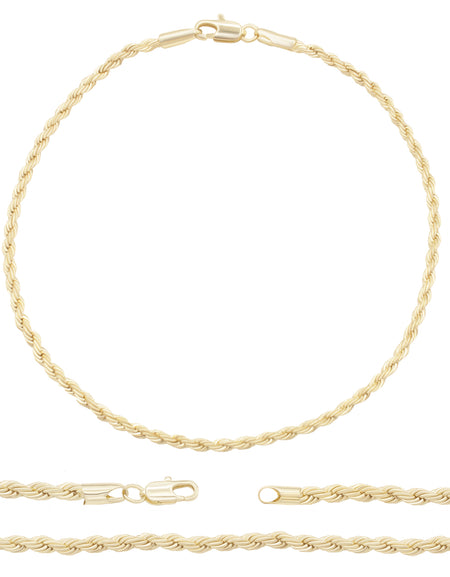 14K Gold Filled Anklet Rope Chain 9.5" Anklet Women Women Jewelry