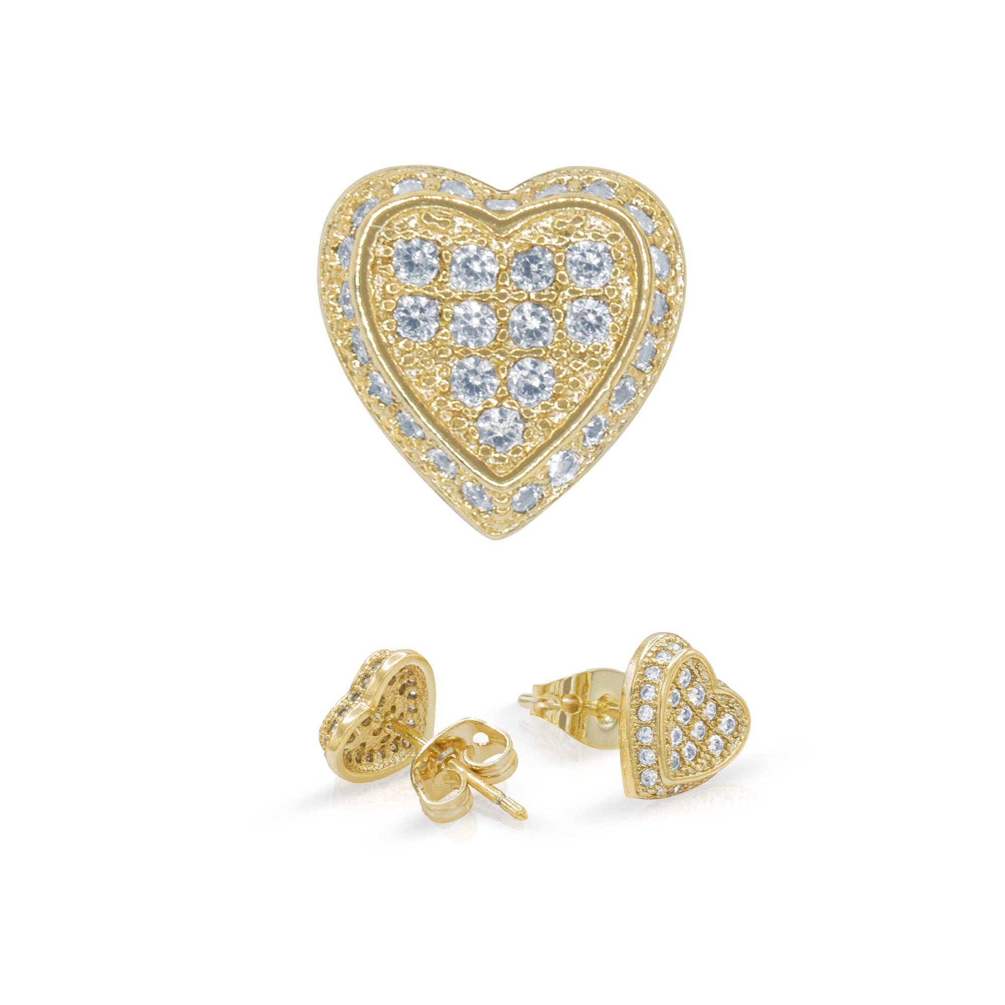 14K gold Filled CZ Heart Stud Earrings