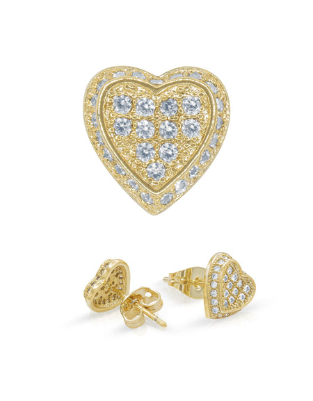 14K gold Filled CZ Heart Stud Earrings