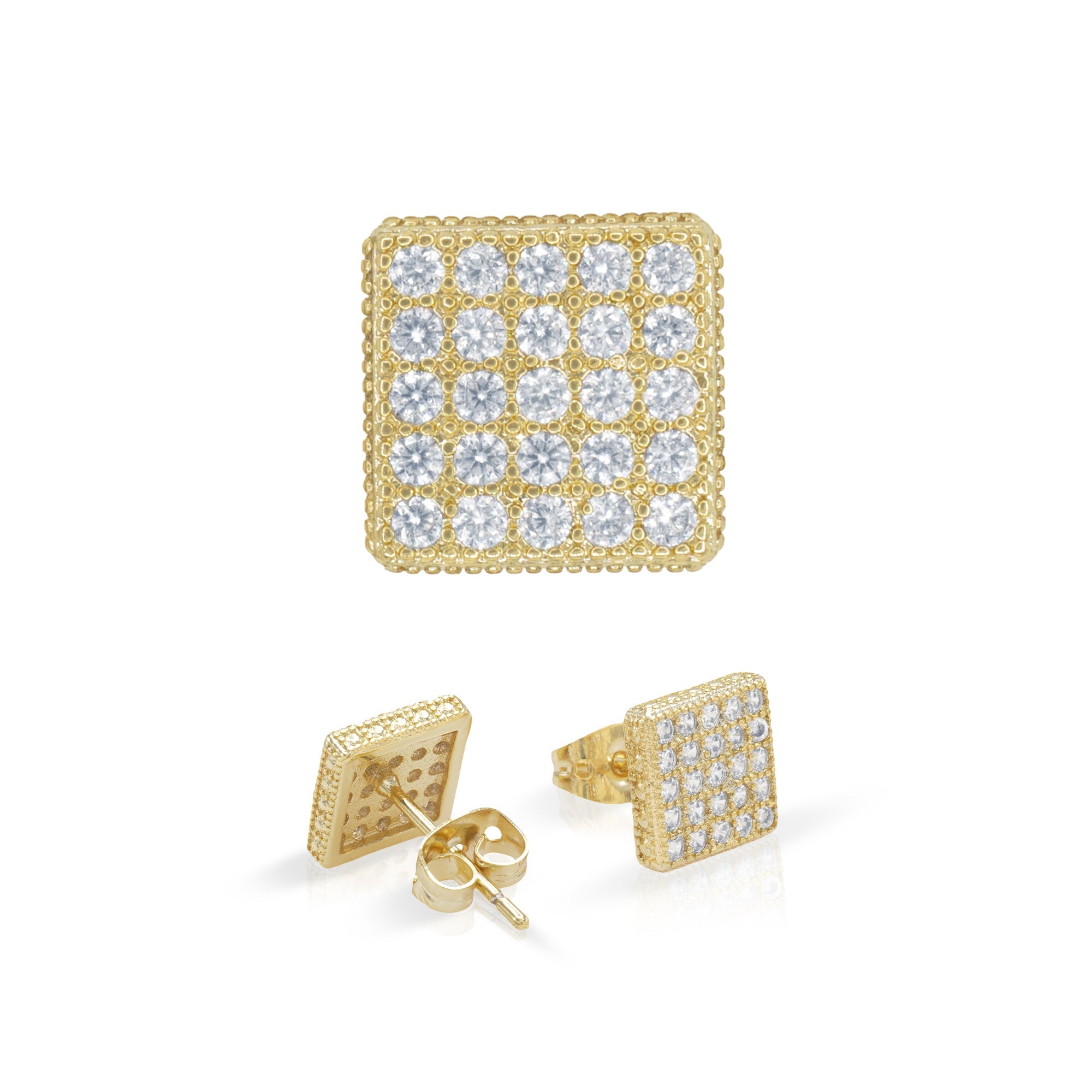 14K gold Filled CZ Square Stud Earrings